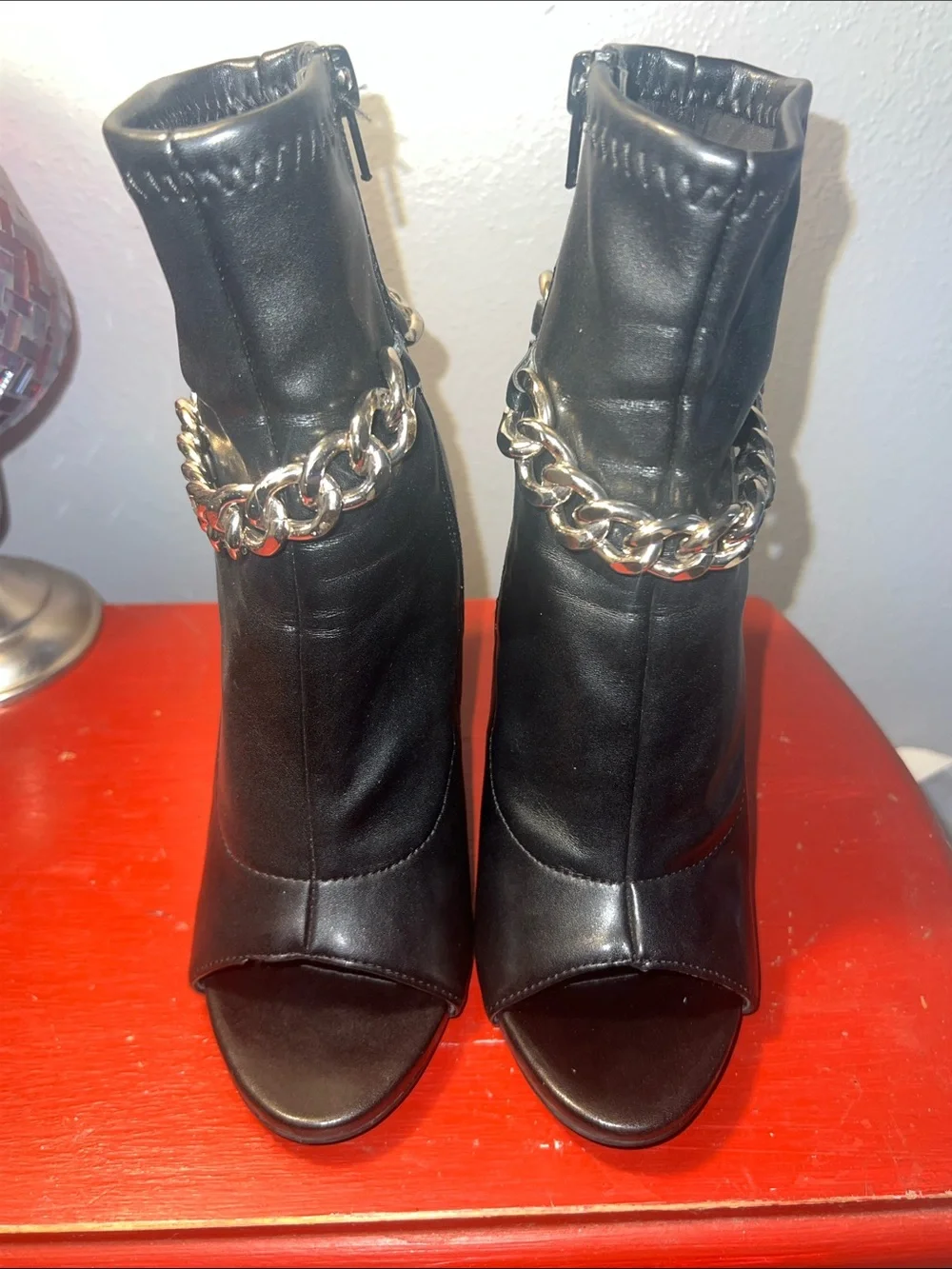 Steve Madden Elettra-C Zipper Closure Round Open Toe Chain Detailed Boots